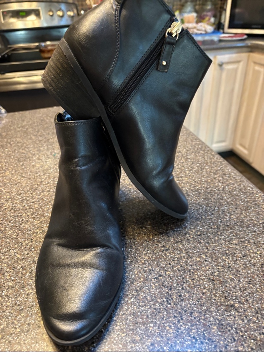 Dr. Scholl's Black Leather Ankle Booties with Side Zip